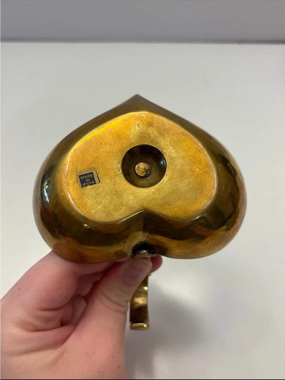 Vintage brass heart shaped candlestick holder
